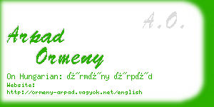 arpad ormeny business card